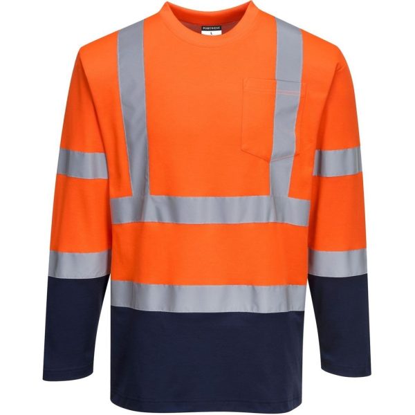 Μακρυμάνικο Ανακλαστικό Δίχρωμο T-Shirt Cotton PORTWEST