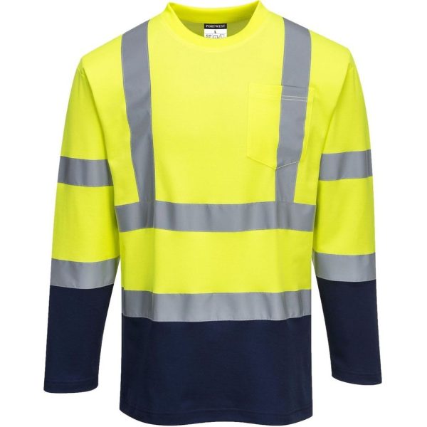 Μακρυμάνικο Ανακλαστικό Δίχρωμο T-Shirt Cotton PORTWEST - Image 2